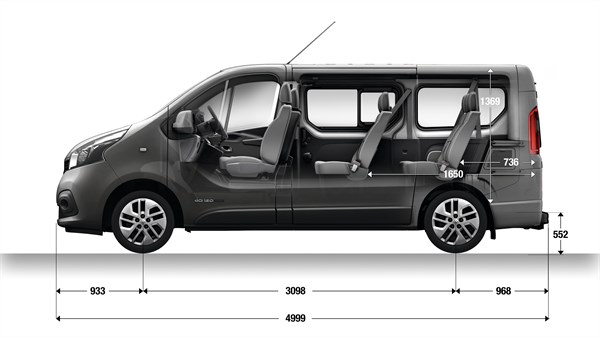 Renault TRAFIC Passenger - Vue de profil avec dimensions