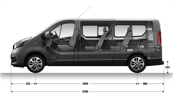 Renault TRAFIC Passenger - Vue en haut avec dimensions